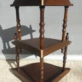Wall-mounted corner display with 3 mahogany shelves