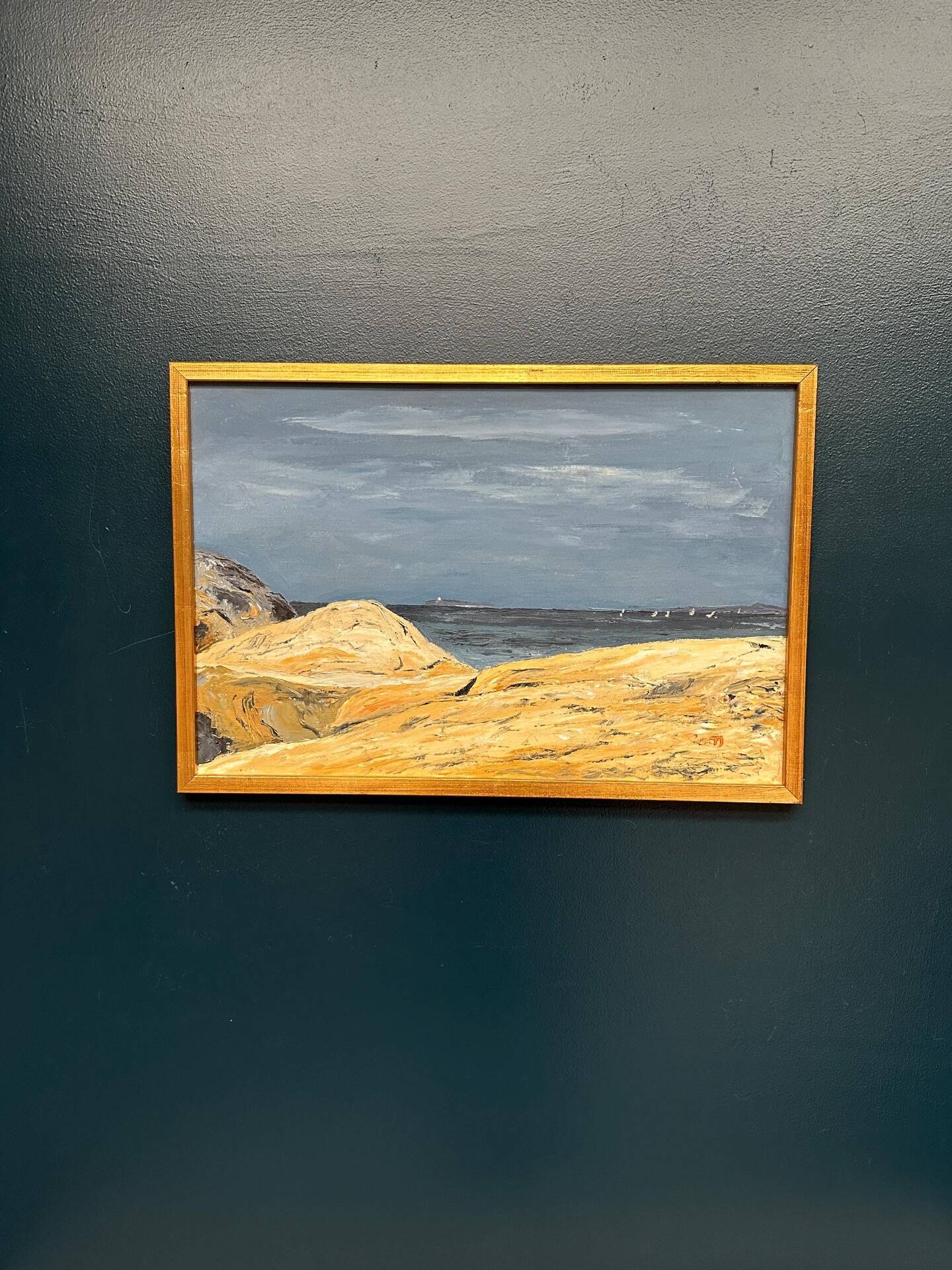 Swedish Oil on Canvas – “Seascape” by T.J. – Signed – Vintage & Framed