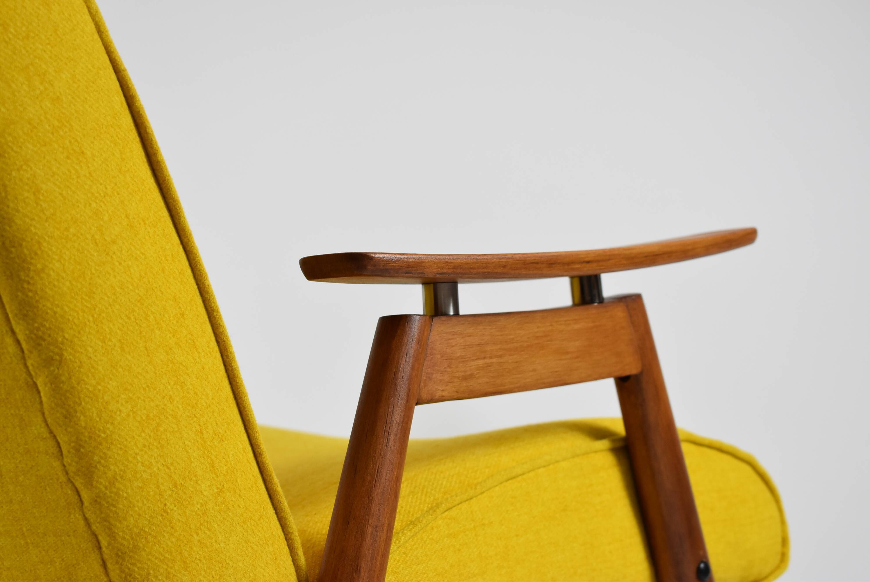 Czech original armchair TON, type 6950, 1960s, yellow, restored