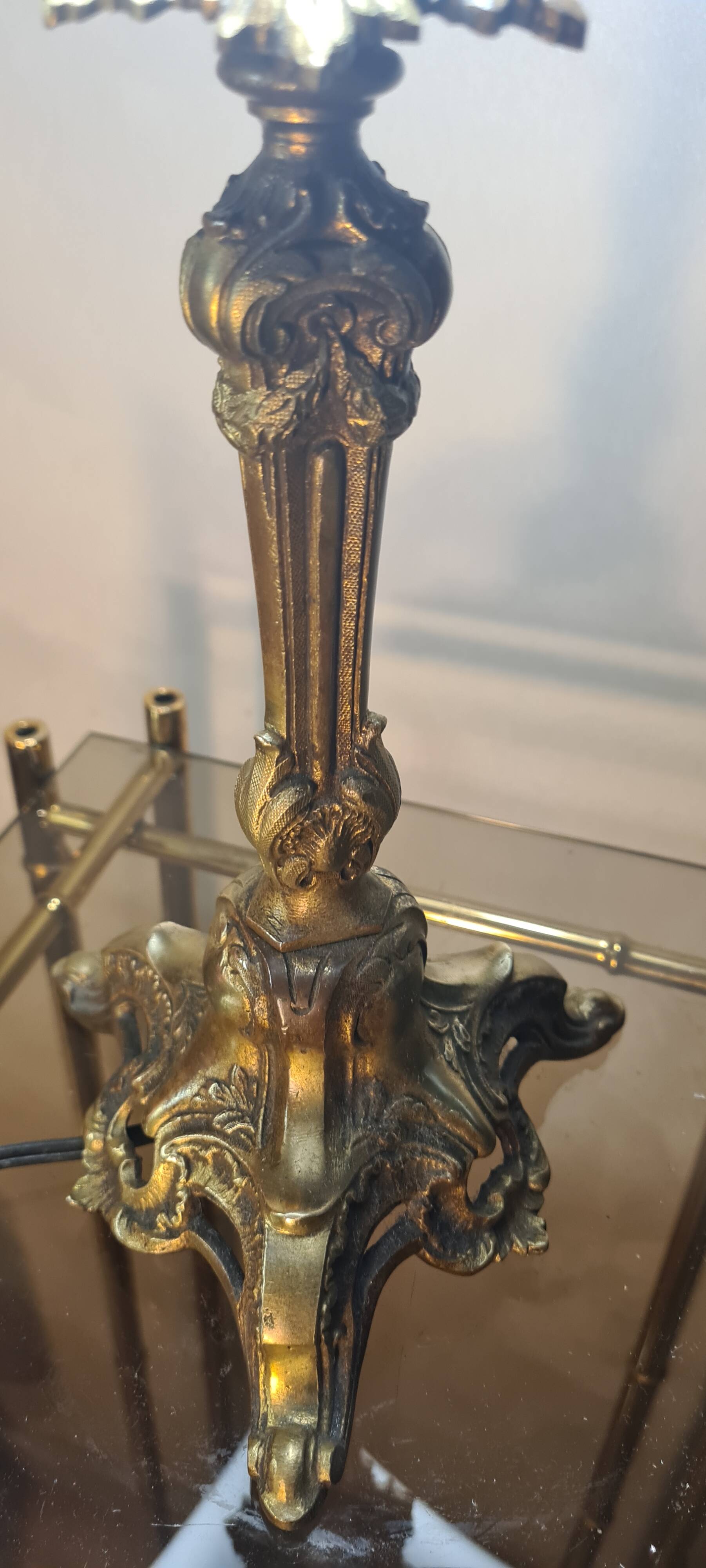 Bronze desk lamp late 19th century 1880 with opaline 48x20