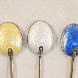 6 mocha spoons in solid silver vermeil and enamelled silver lion passant