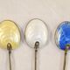6 mocha spoons in solid silver vermeil and enamelled silver lion passant