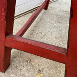 Red end of bed bench in solid wood with cracked effect Chinese style 1950