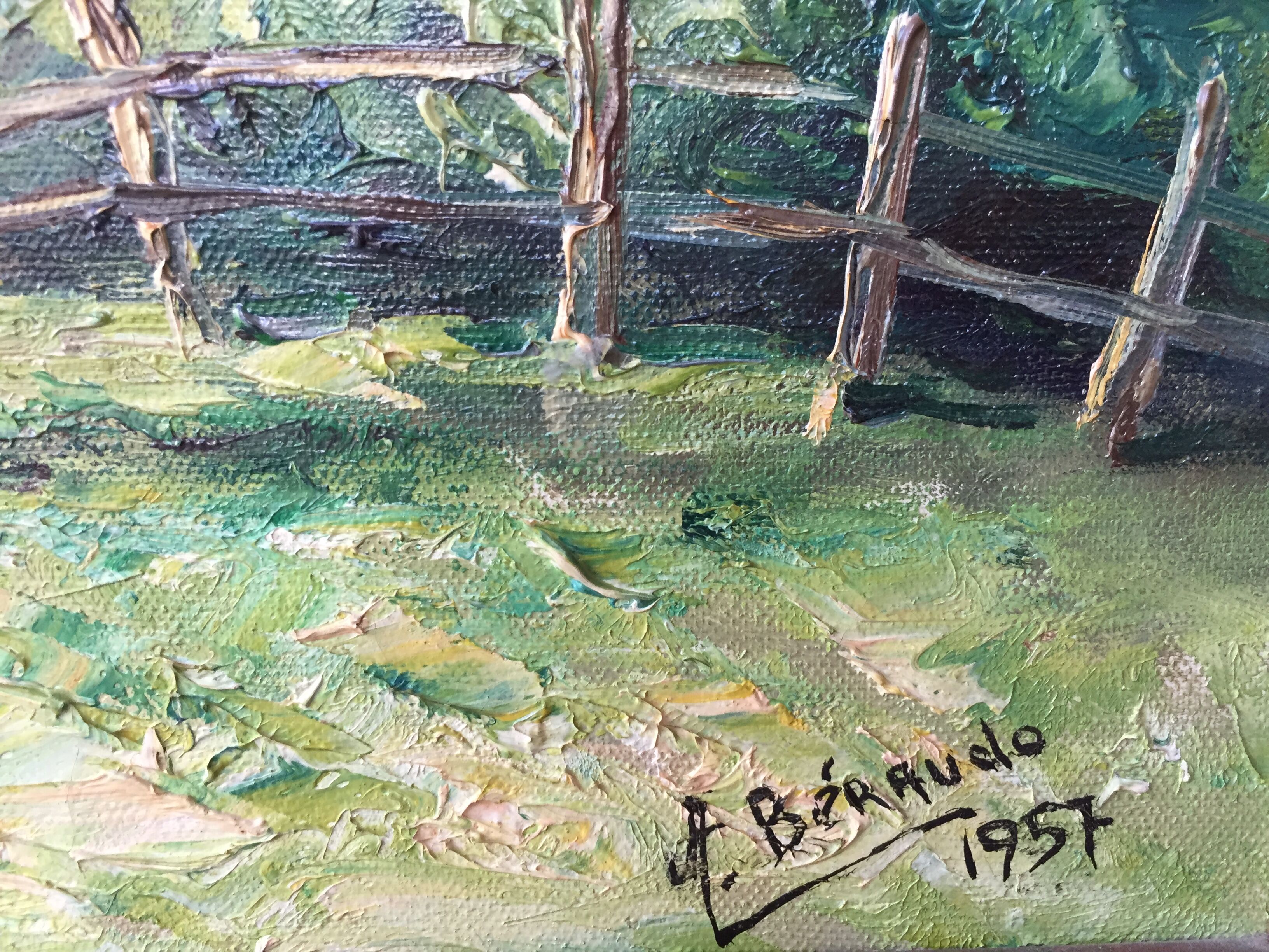 Oil on canvas landscape of mediterranean