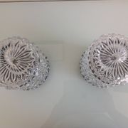 Paire de plafonniers cylindriques  en verre structuré / vintage années 60-70