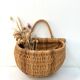 Large hanging wicker rattan basket - 1970s