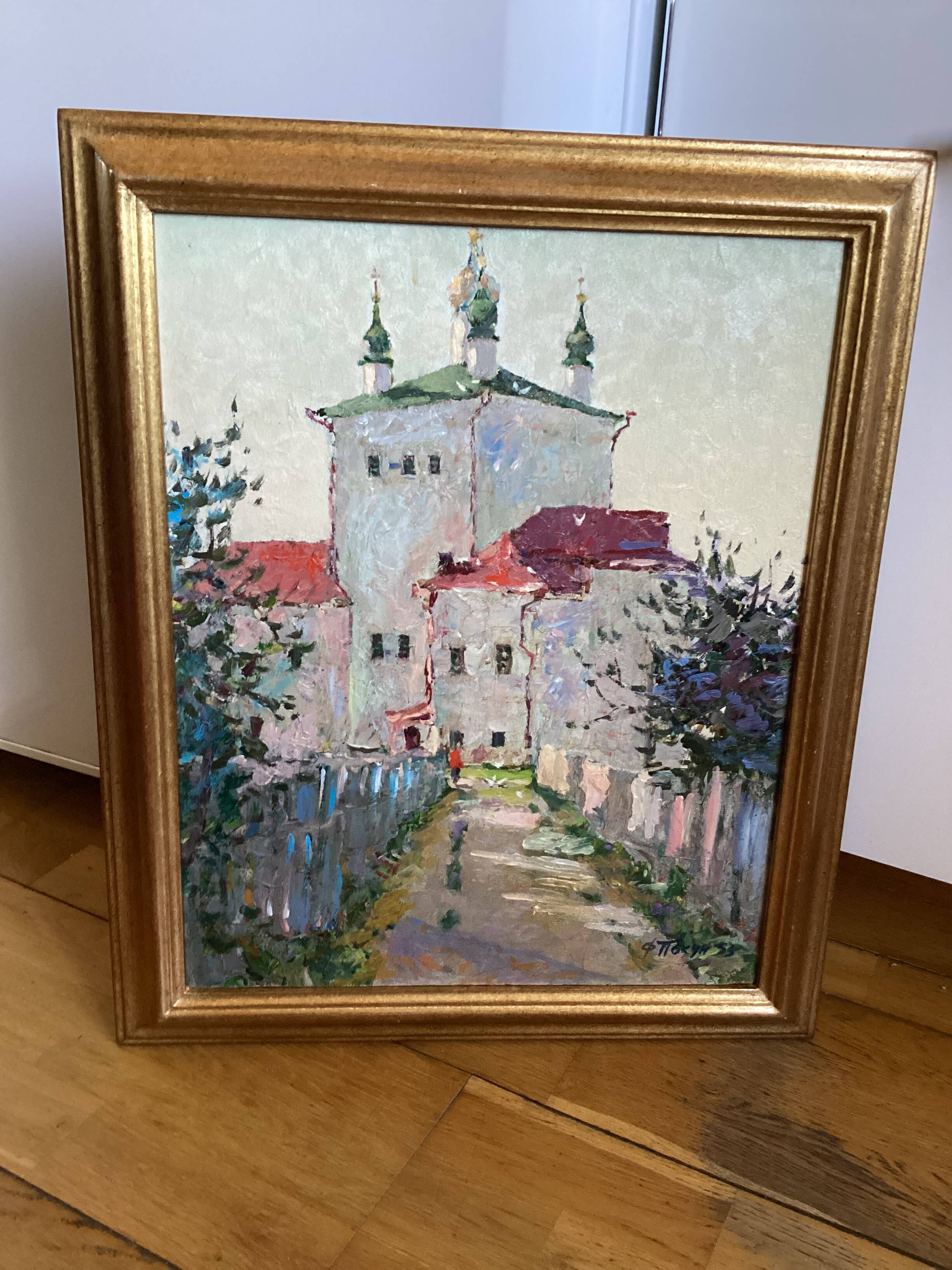 Old painting Oil on cardboard dimensions: height - 59 cm - width - 49 cm -