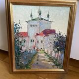 Old painting Oil on cardboard dimensions: height - 59 cm - width - 49 cm -