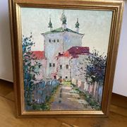 Old painting Oil on cardboard dimensions: height - 59 cm - width - 49 cm -