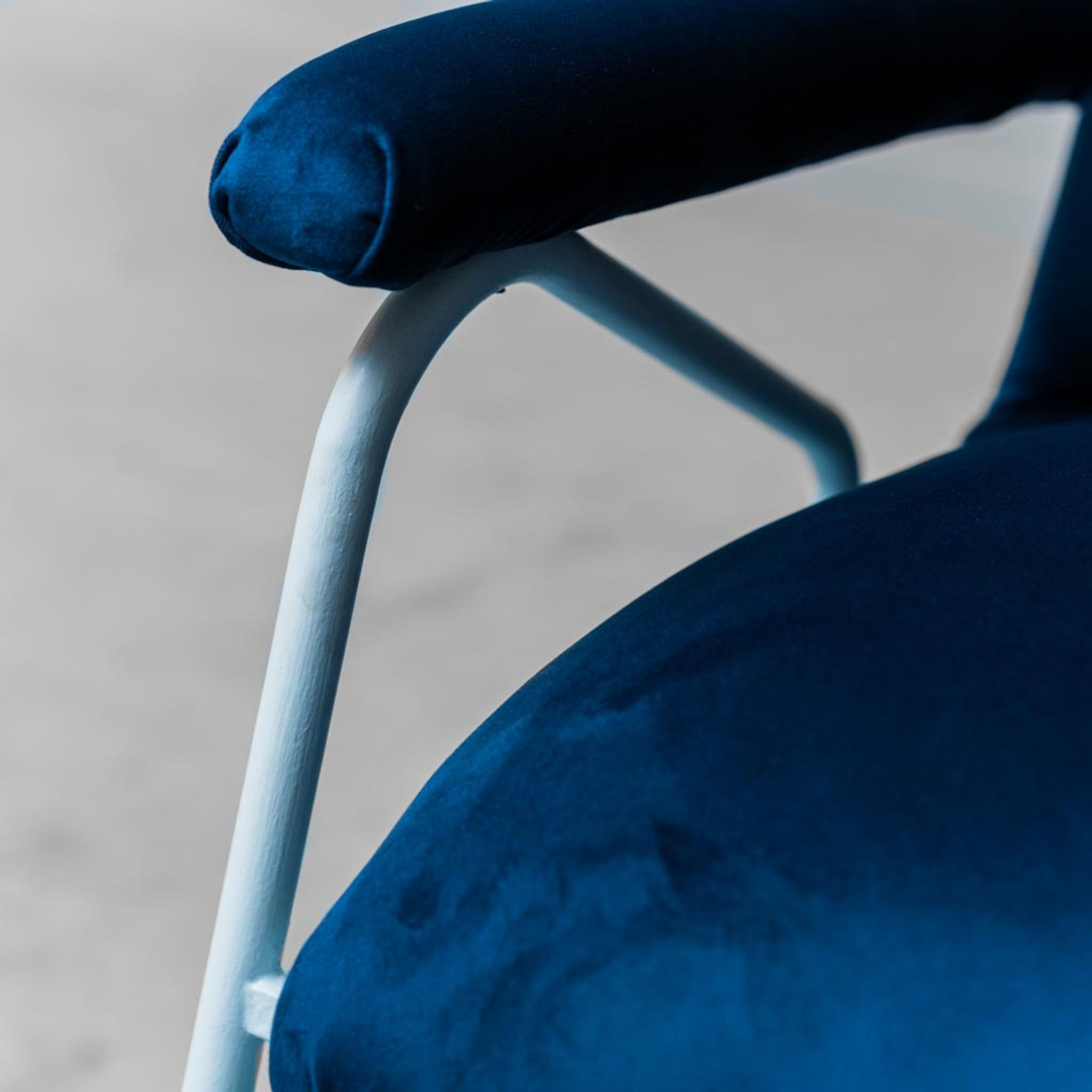 Armchair velvet blue metal light blue 60s vintage