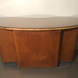 1940 desk in kidney shape with 8 drawers, 2 doors and footrest royere style