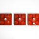 Three beautiful original 1970s Space Age red ceramic wall lamps