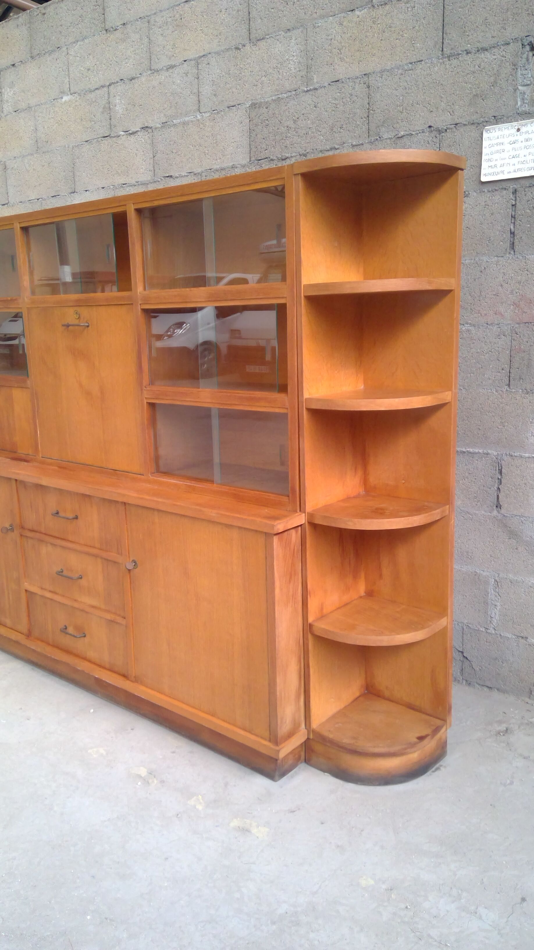 Showcase bookcase modular Secretary bar oak vintage 50-60 years