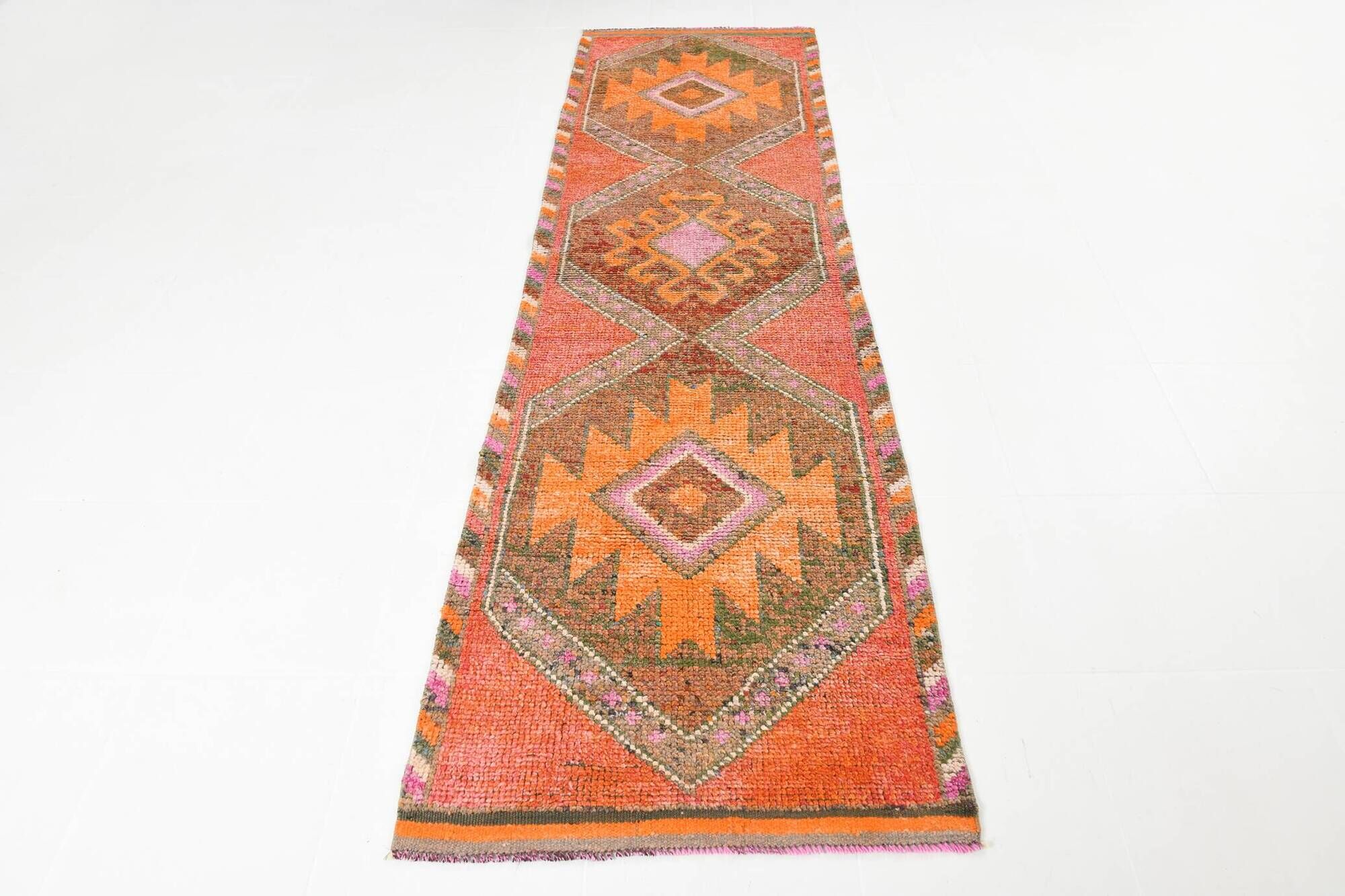 3X10 Peach Orange Turkish Runner Rug, 88x306Cm
