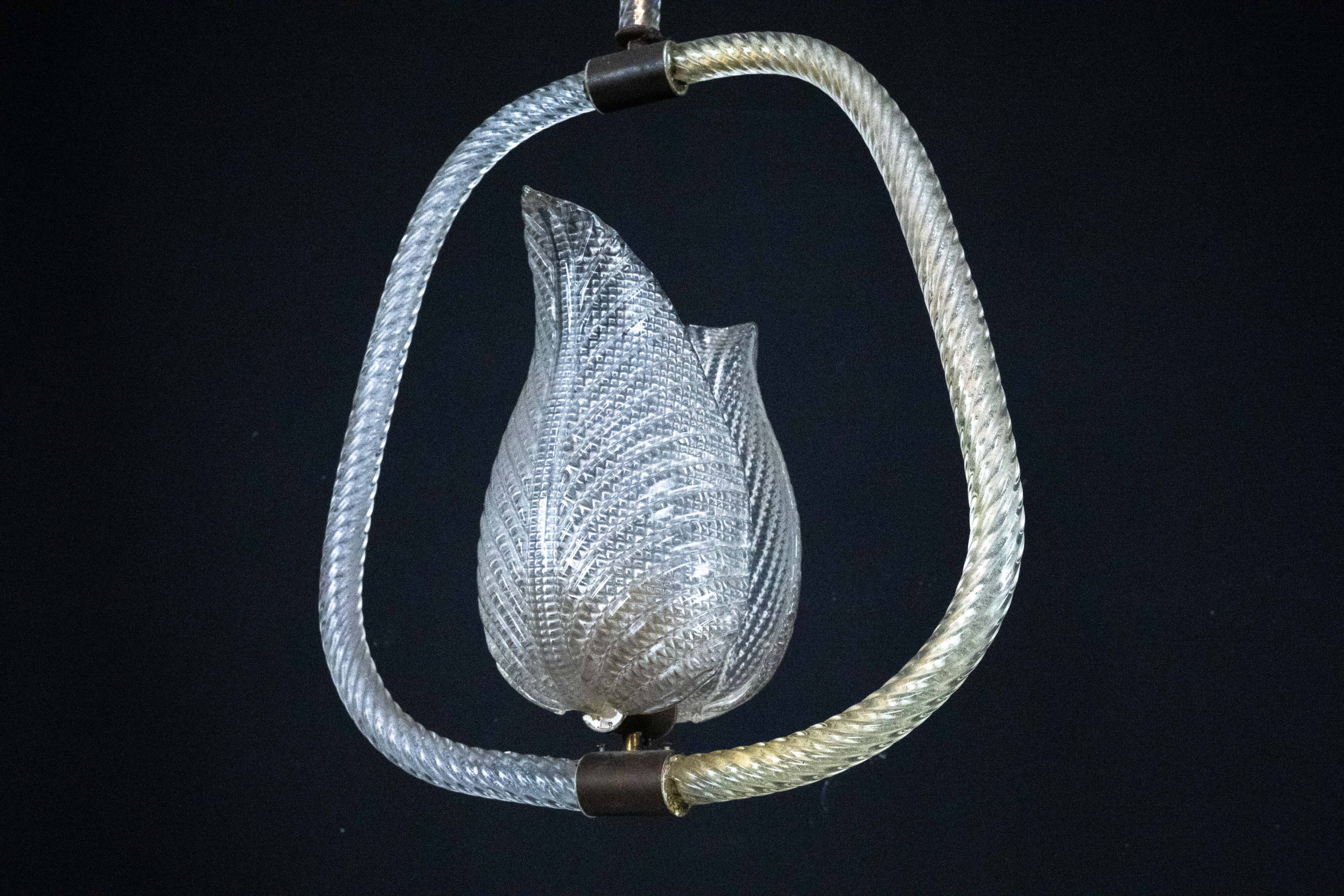 Ercole Barovier Murano glass chandelier. Italy 1940s