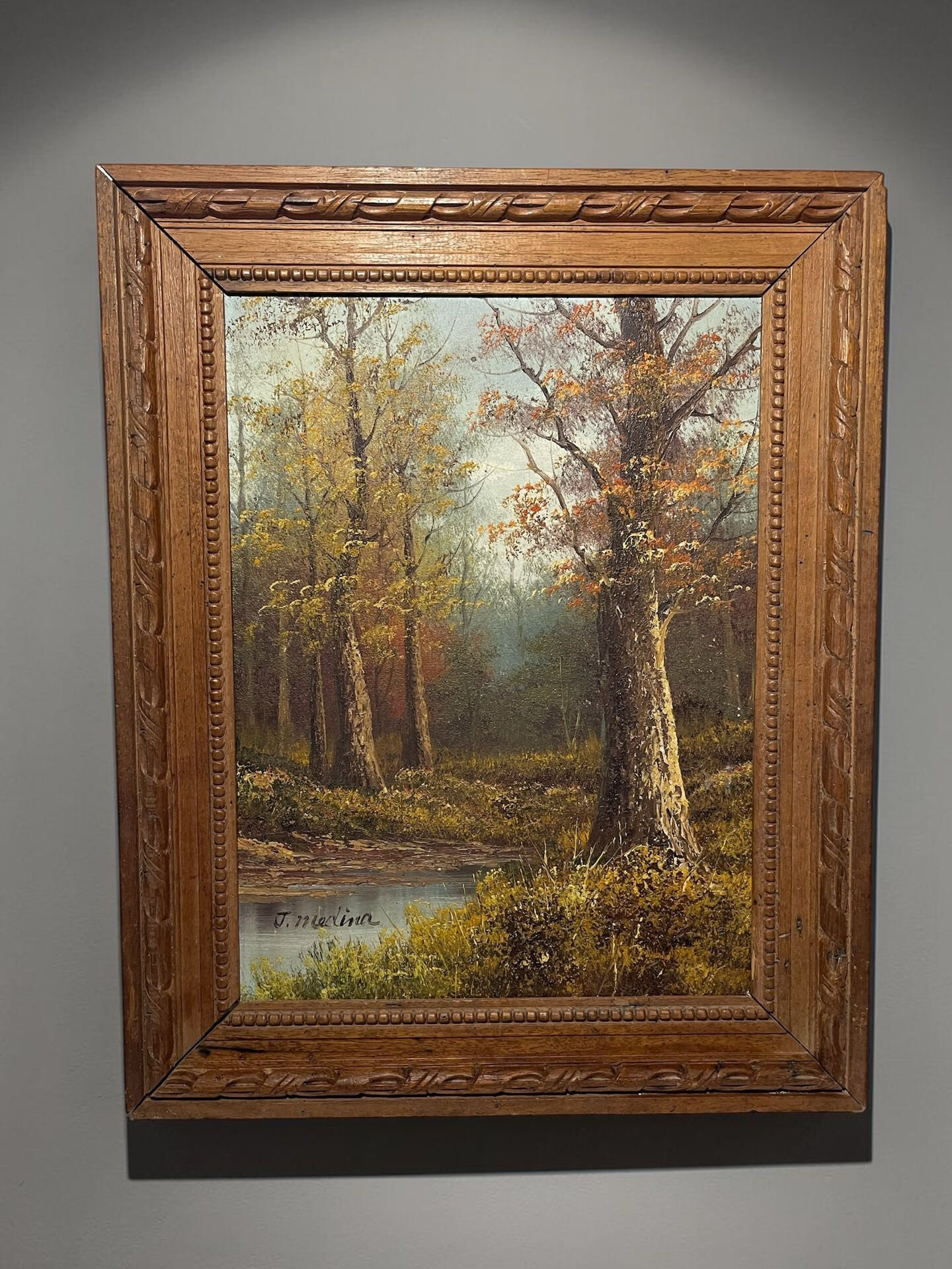 Vintage painting attributed to Alice J. Medina — Autumn Landscape — Oil