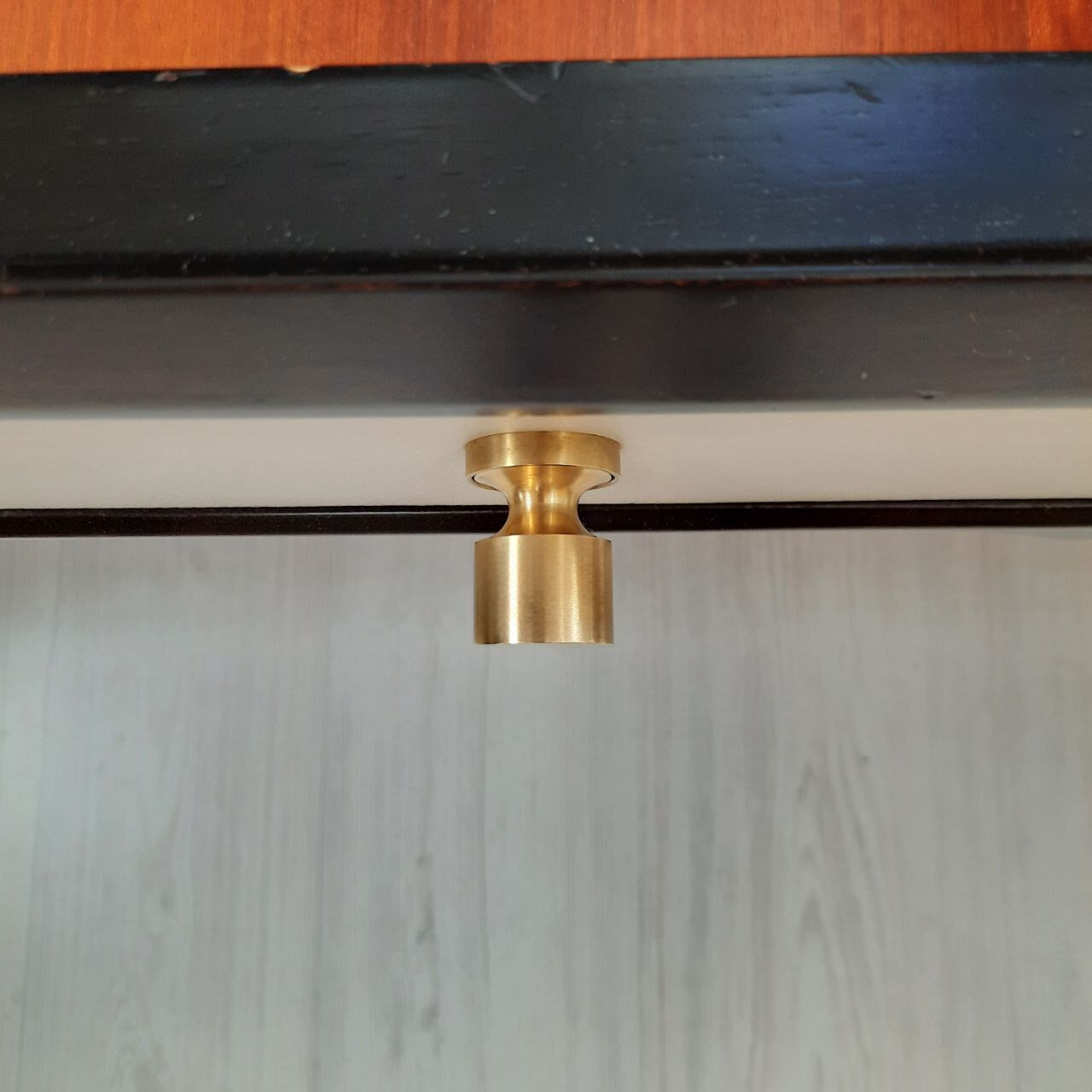 Dresser / chest of drawers and bedside tables - 1960s - faux leather brass