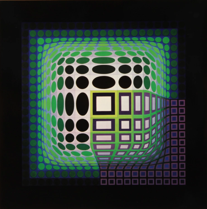 Complete portfolio (8 plates) from 1975 - Universal structures of the checkerboard - Victor Vasarely