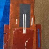 Abstract Artwork Collage Beige Blue