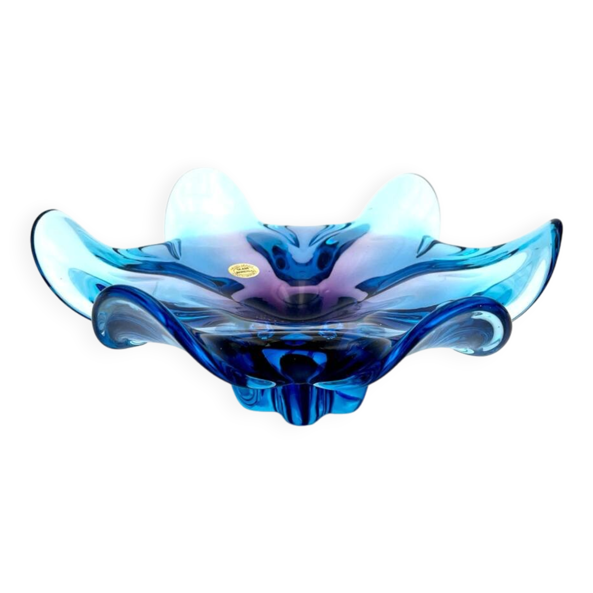 Coupe Centrepiece - Solid Bohemian Crystal - Amethyst Blue