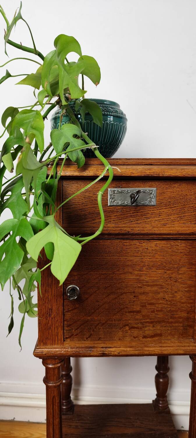 Side table, old antique bedside table