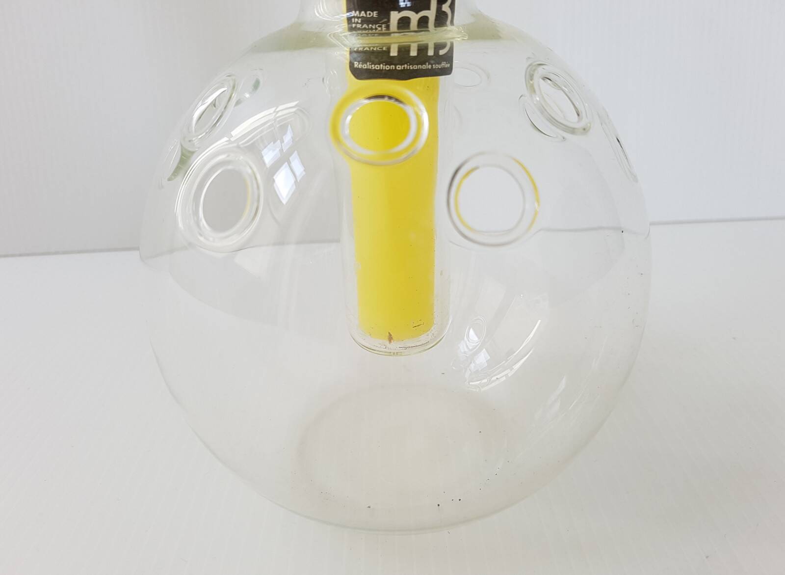 Vase flower holder candle holder in blown glass 1970 vintage 70s 70's 1970s