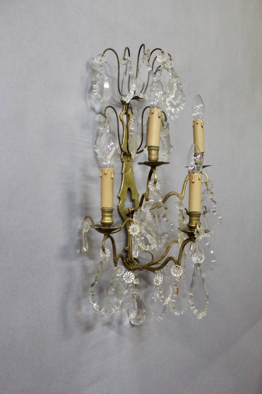 Large Bronze Wall Light with Pendants