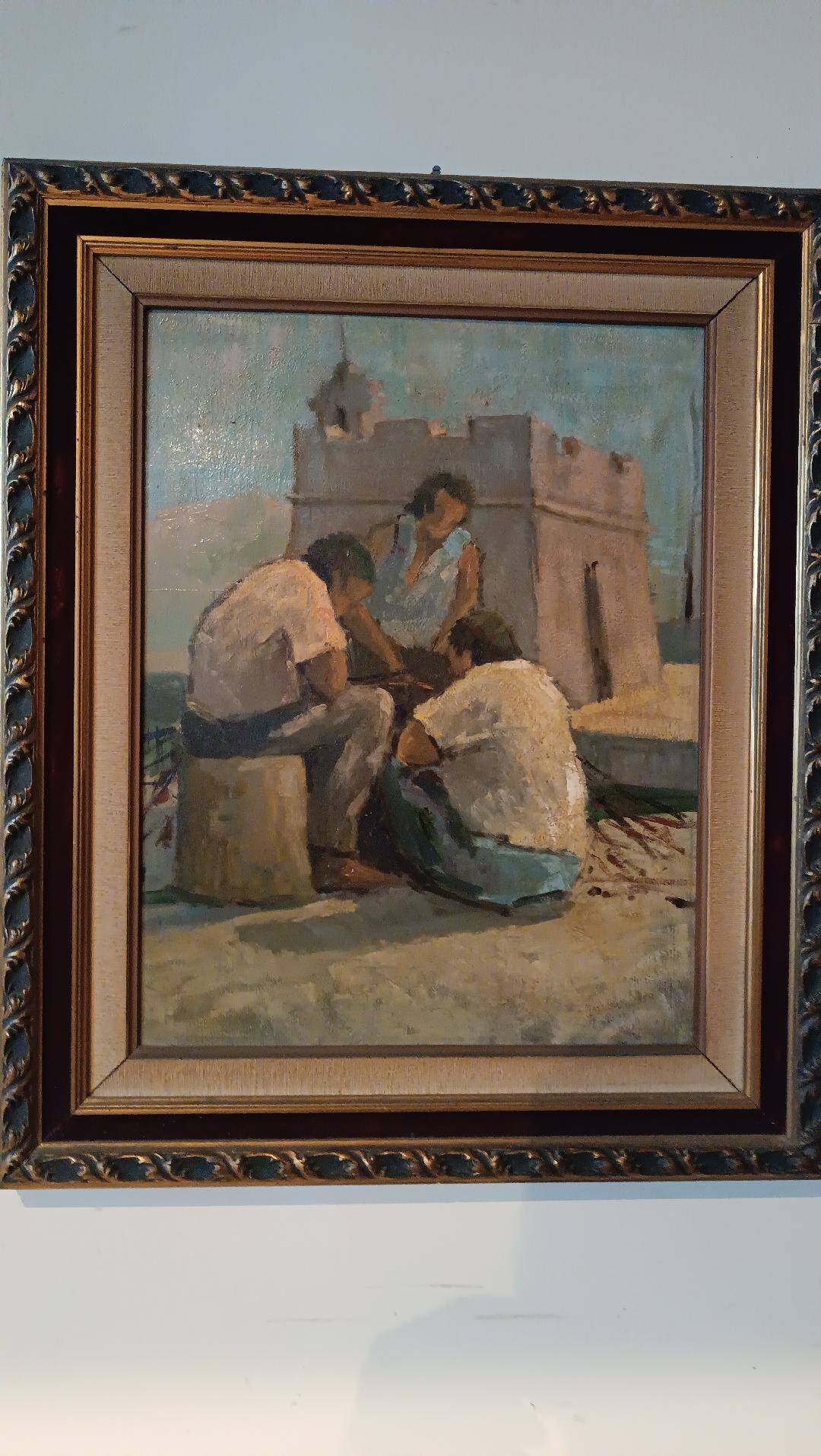 Peinture à l'huile sur figurines de table livourne première moitié du 20ème