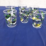 6 glasses old bird motif H 8 cm