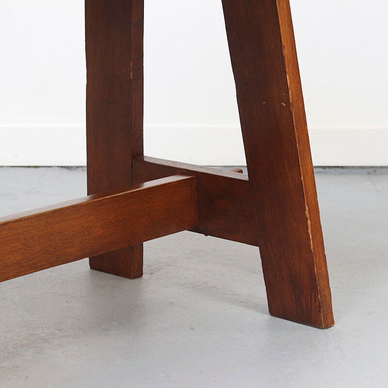 Vintage Rustic Brutalist Dining Table from Oak