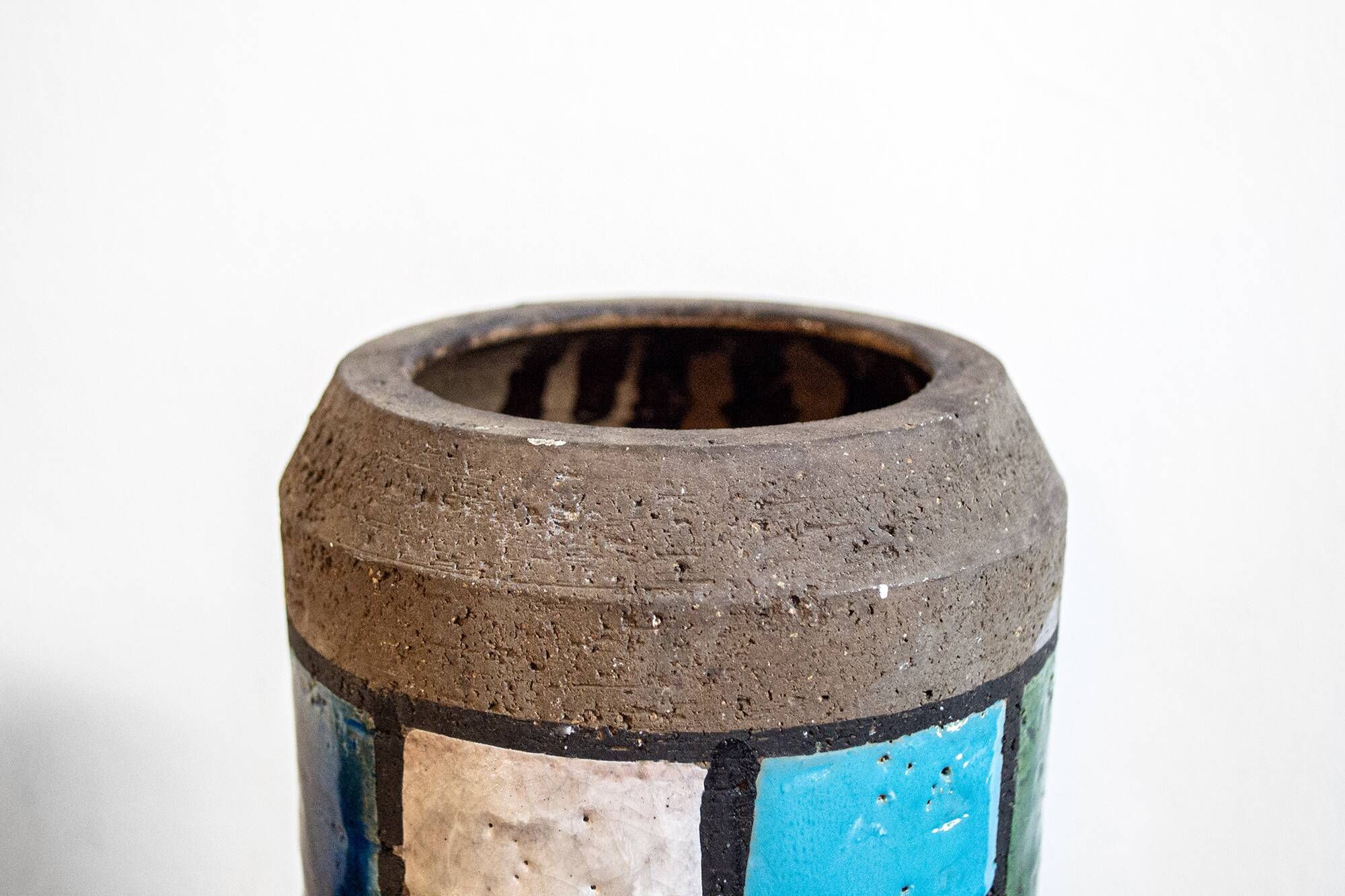 Italian Linea Rotas in Aqua Ceramic Vases by Aldo Londi for Bitossi, 1960s
