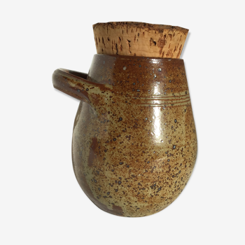 Pyrite sandstone pot with cork stopper handle