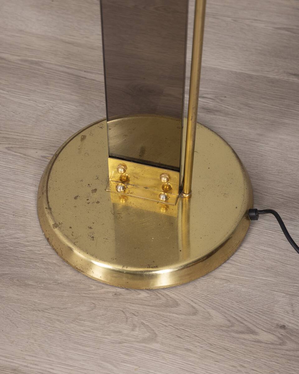 Vintage 1980s floor lamp in gold-plated brass and glass, designed by Relux
