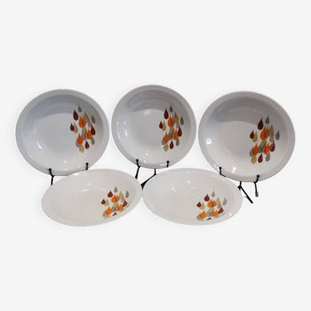 5 assiettes creuses en porcelaine de Bavières Vintage Bareuther Waldassen de 1970