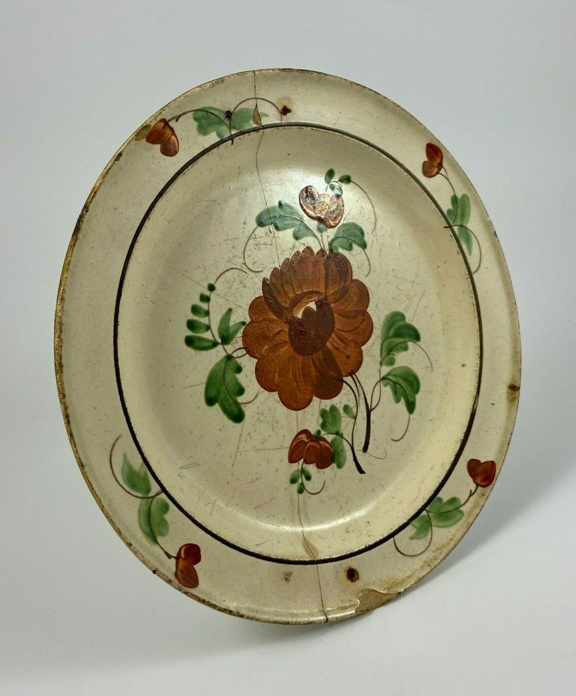 Assiette forges les eaux decor floral fin XVIII debut XIXeme