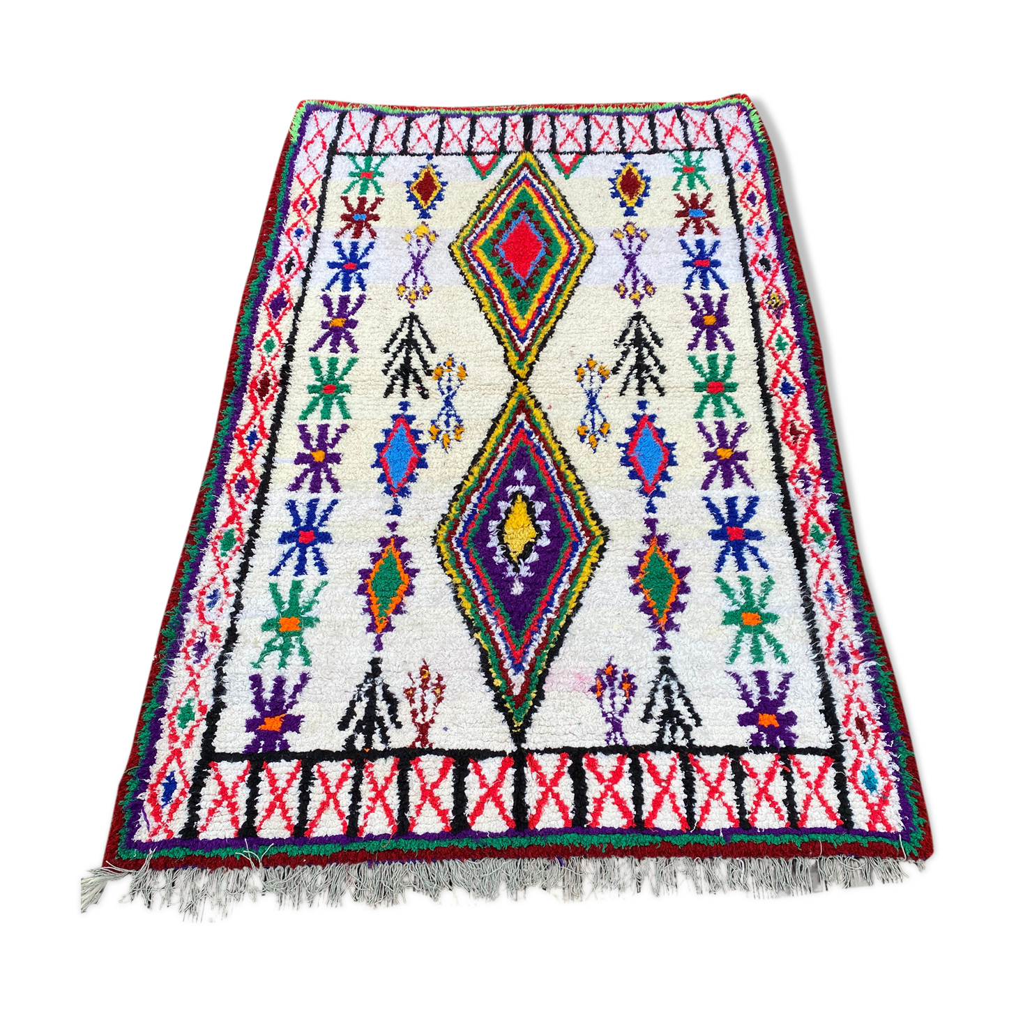 Azilal wool and handmade cotton berbere rug 135x215 cm