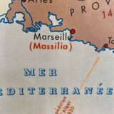 Historical school geographic map of France and Europe