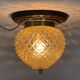 Mid-century wood & glass flush mount, 1960's