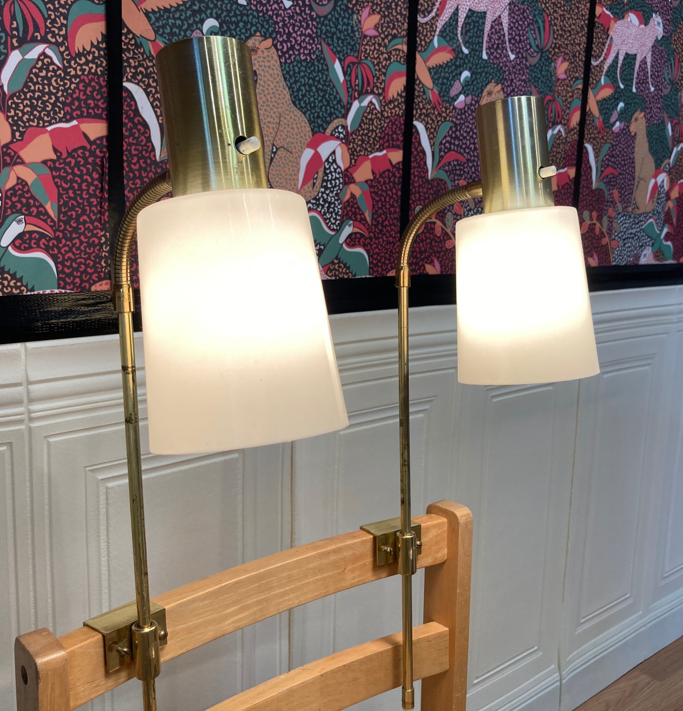 Pair of large modulable industrial lamps 1950.