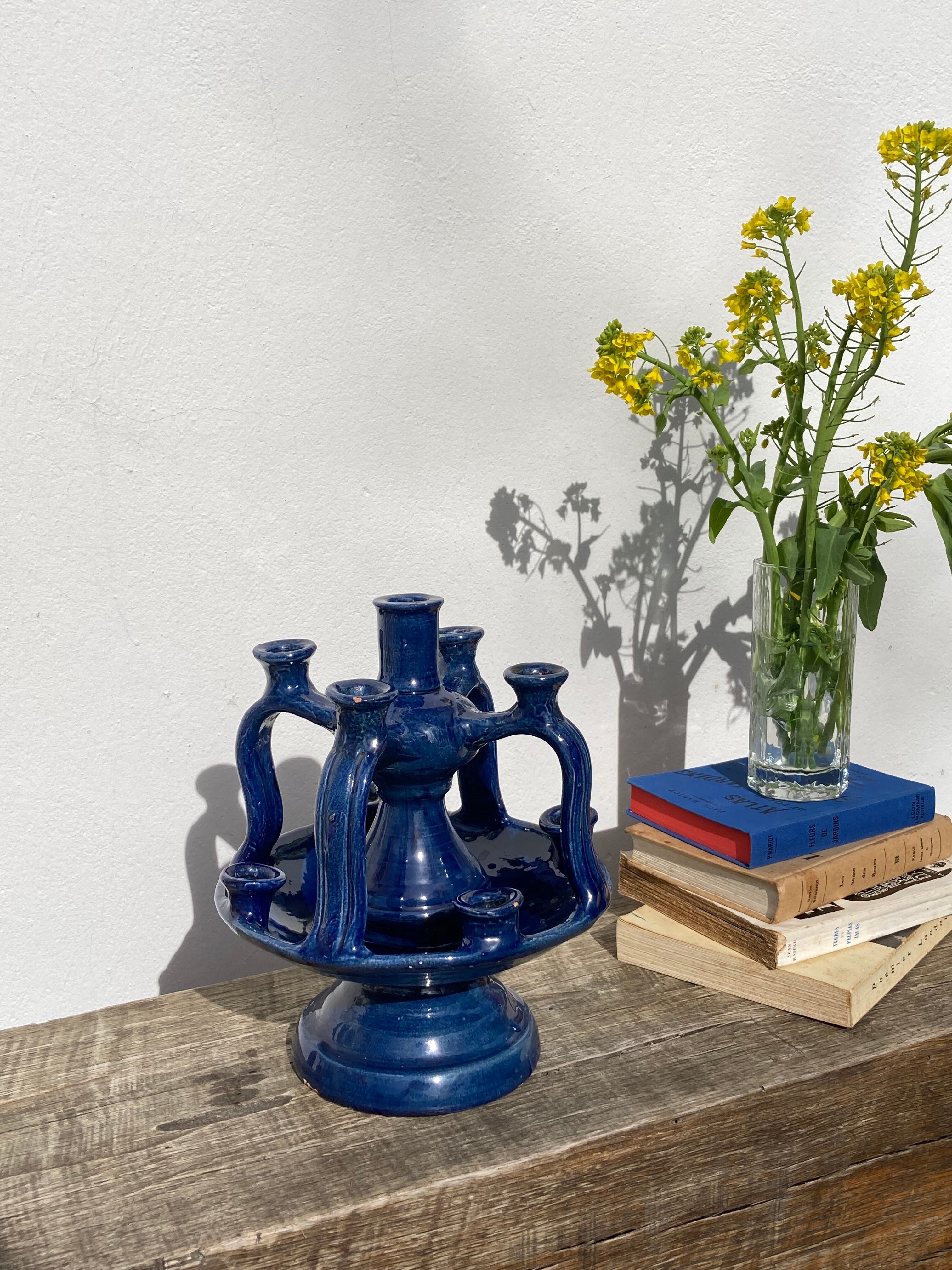 Candlestick in blue Tamegroute