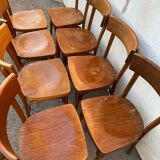 Set of 8 varnished bistro chairs