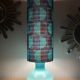 Stockholm lamp H82 D25cm blue opaline - vintage fabric 1970