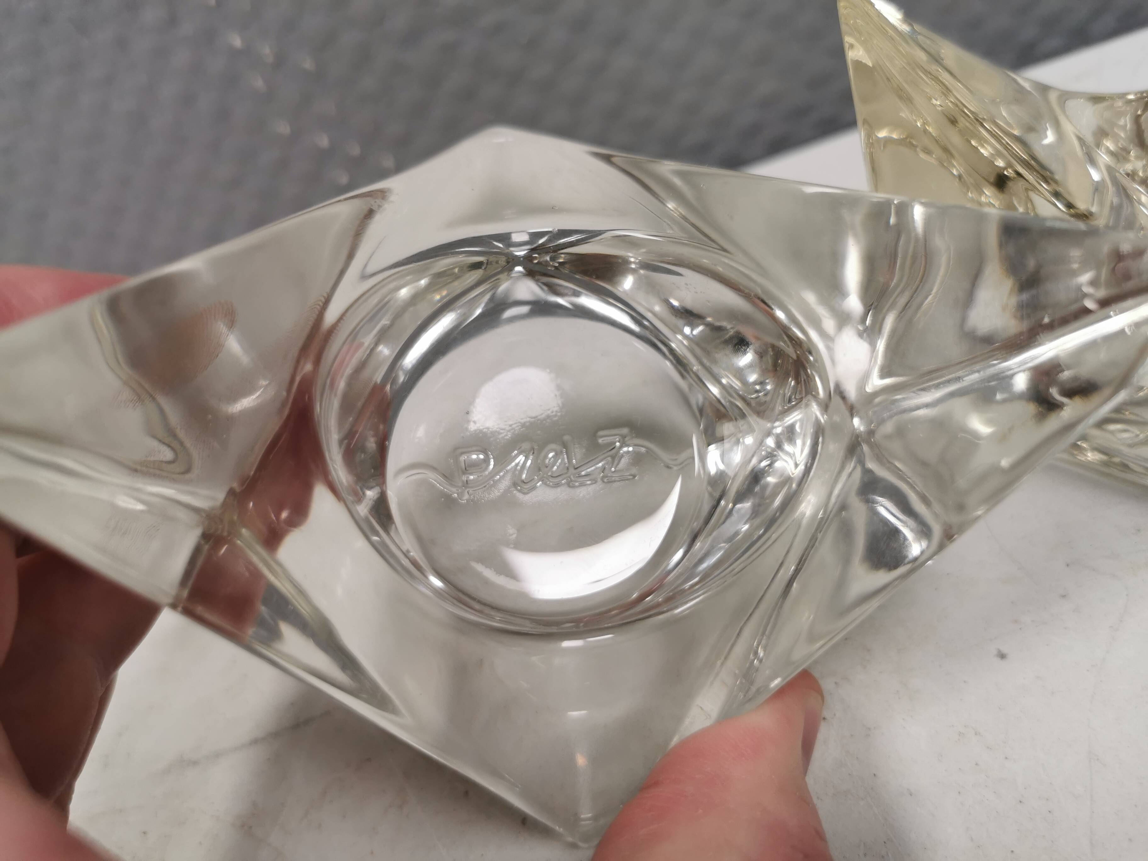 A pair of beautiful vintage glass candlesticks/vases from Prelz 1990s