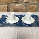 Duo de tasses et sous tasses à café S&P en porcelaine blanche
