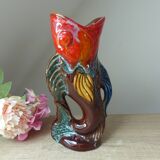 Vintage Vallauris Style Colorful Ceramic Fish Shaped Pitcher