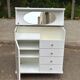 White wooden bathroom furniture with chrome compass legs, Mid-Century 1960.