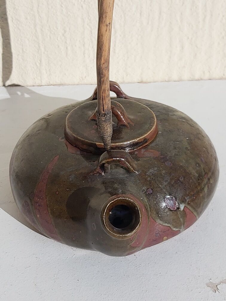 Signed vintage sandstone teapot