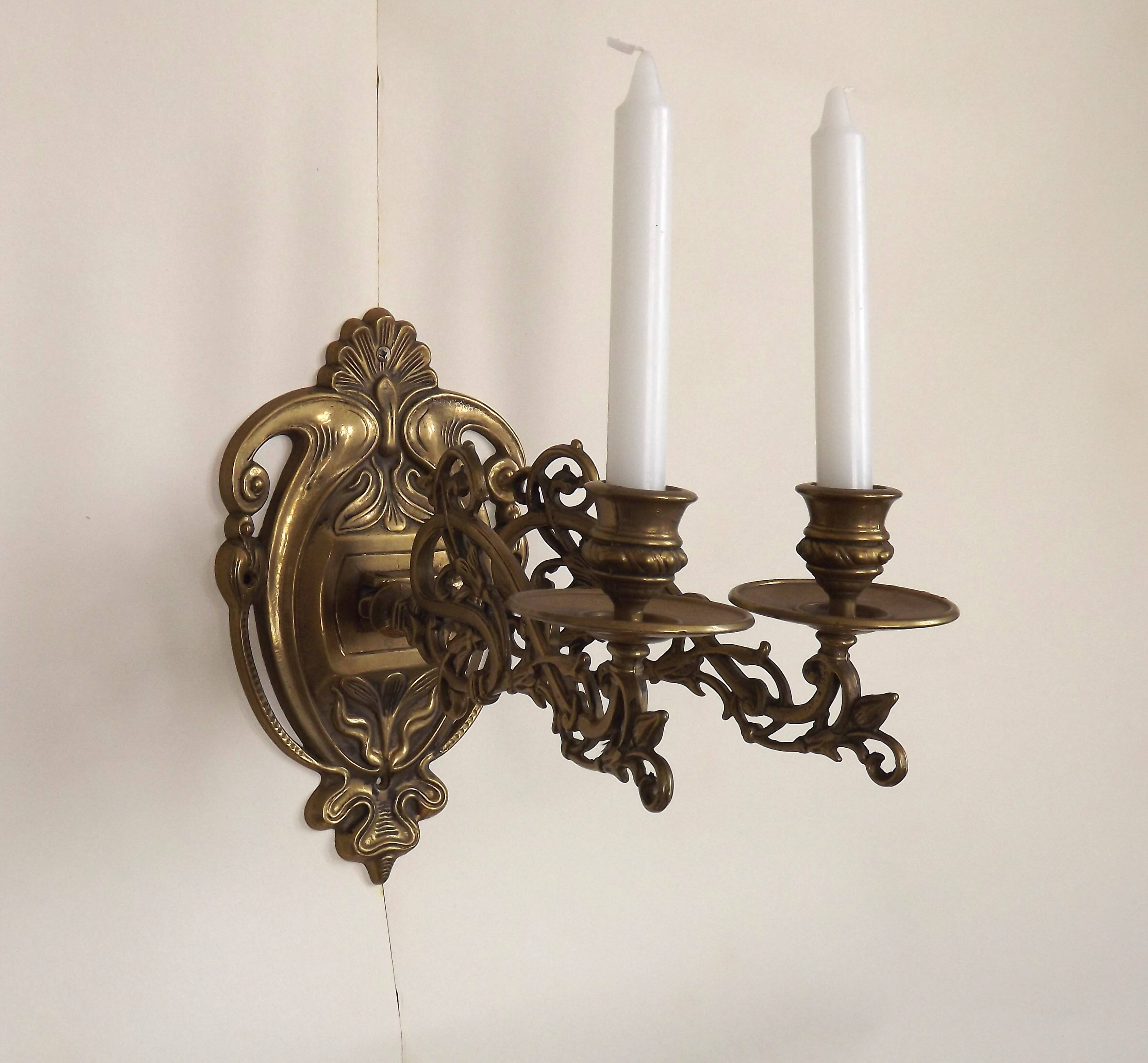 Double candle holder piano wall light in bronze 4874