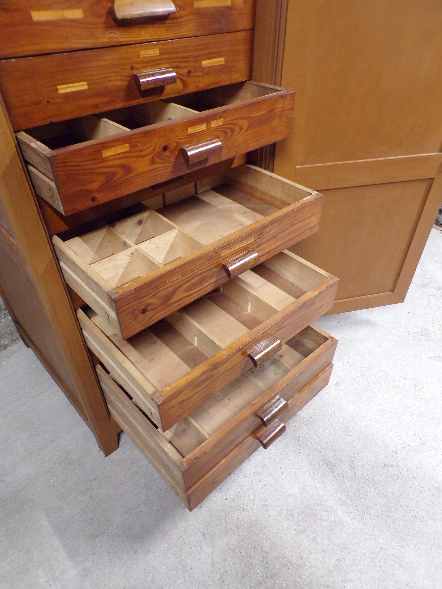 Old furniture of trade 11 drawers
