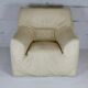 Fauteuil cuir et mousse couleur crème, France, circa 1970